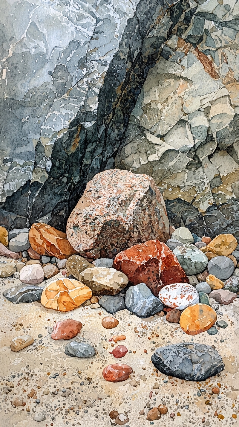 高清大图下载【趣麦麦图】海滩上不同颜色石头