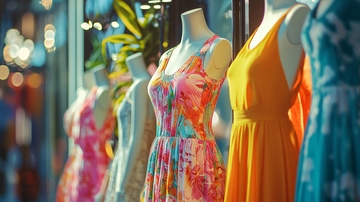 橱窗模特展示夏装连衣裙