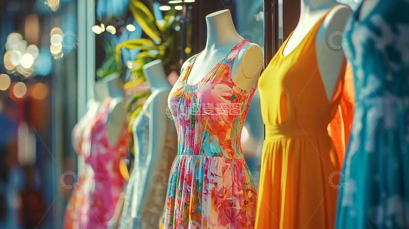高清大图下载【趣麦麦图】橱窗模特展示夏装连衣裙
