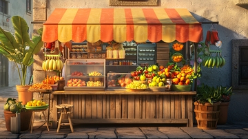 阳光下的水果摊