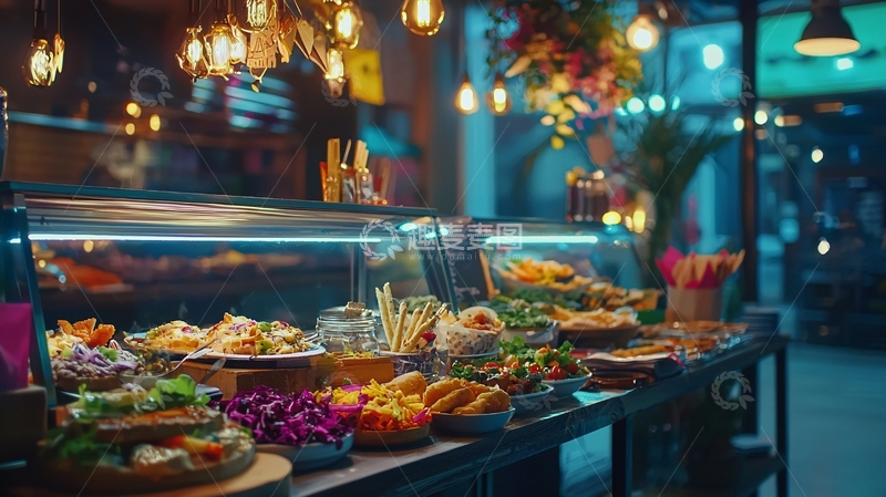 高清大图下载【趣麦麦图】夜市美食小吃摊位