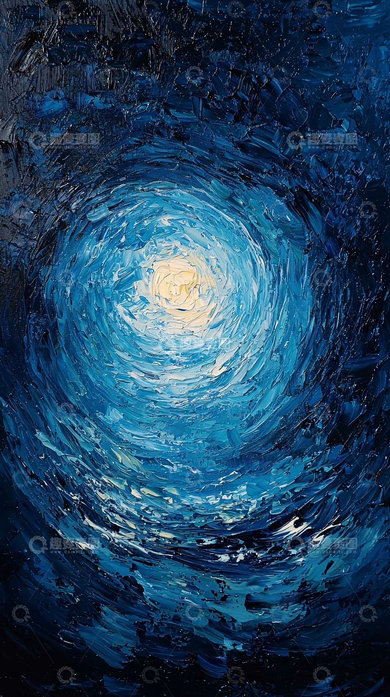 高清大图下载【趣麦麦图】蓝色漩涡中心的明亮光点