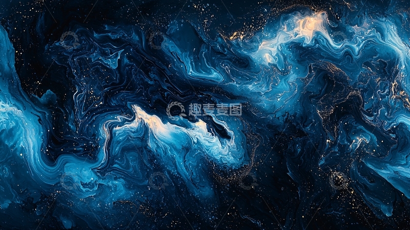 高清大图下载【趣麦麦图】深蓝色的抽象流动纹理