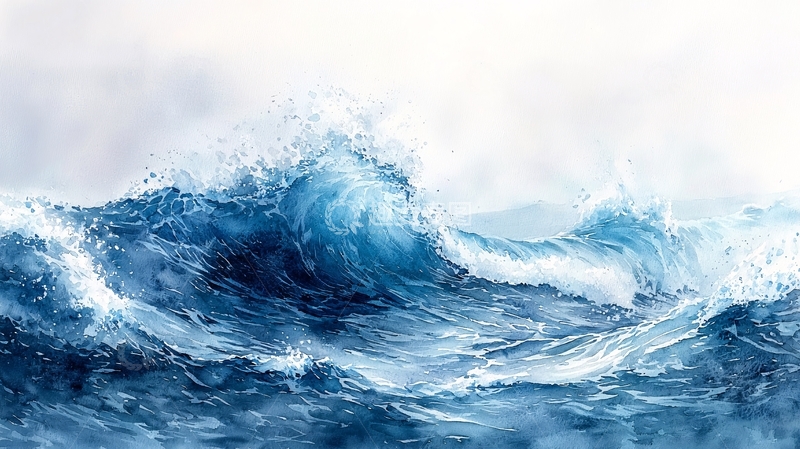 高清大图下载【趣麦麦图】蓝色海浪翻滚