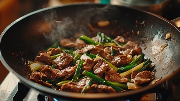 铁锅爆炒牛肉青葱