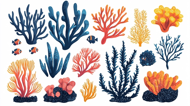 高清大图下载【趣麦麦图】珊瑚礁和鱼类的集合