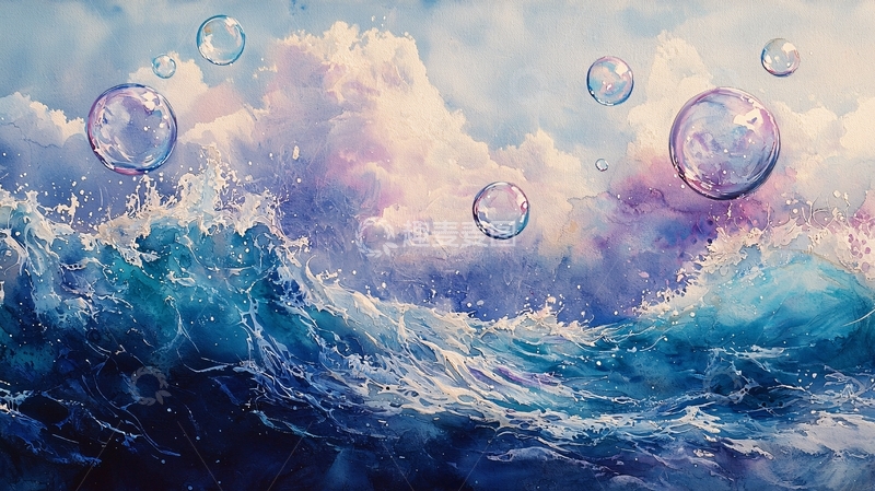 高清大图下载【趣麦麦图】波涛汹涌的天空泡泡