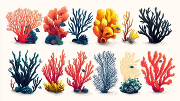 珊瑚礁彩色插画