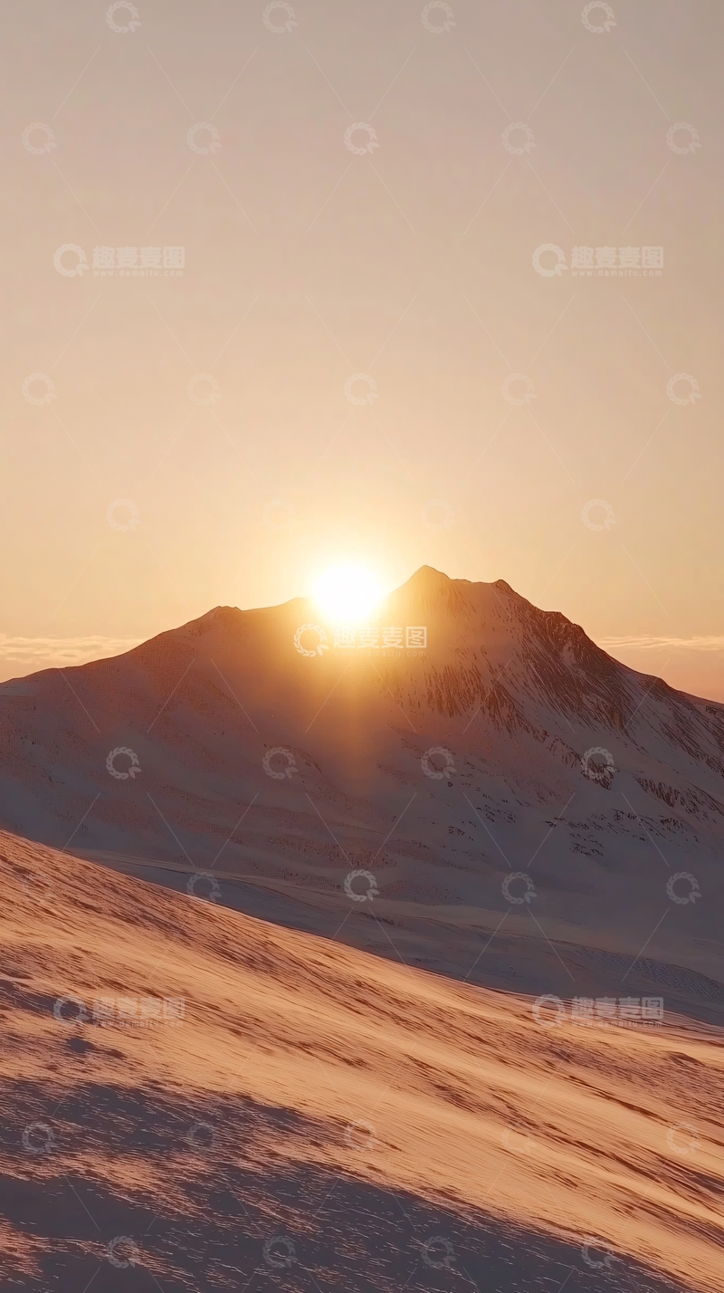高清大图下载【趣麦麦图】雪山日落
