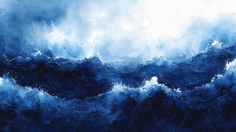 深蓝色汹涌海面