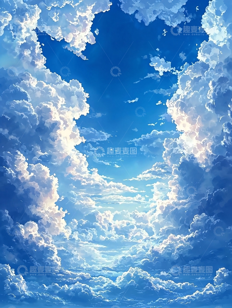 高清大图下载【趣麦麦图】蓝天白云汇聚