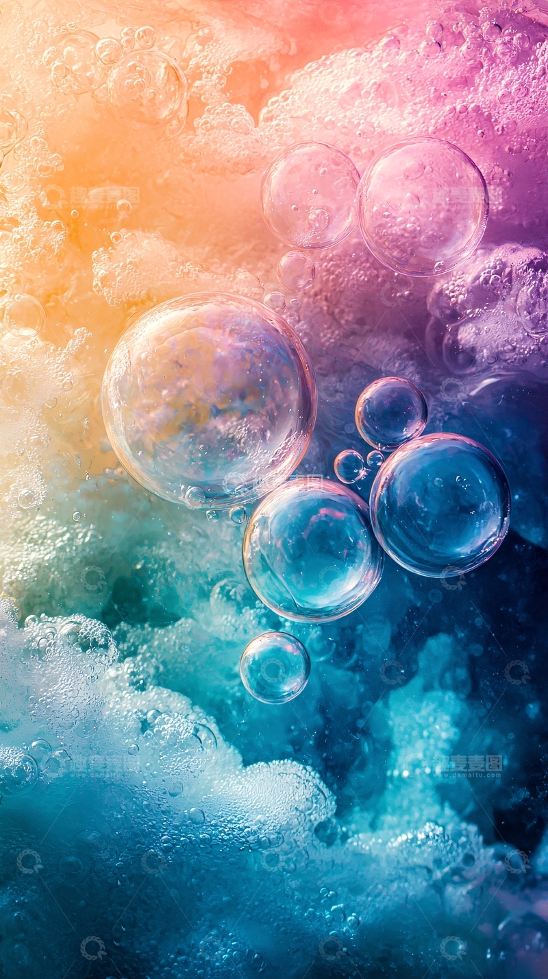高清大图下载【趣麦麦图】彩色泡泡水下世界