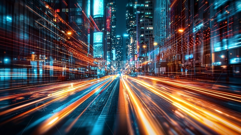 高清大图下载【趣麦麦图】夜景城市街道