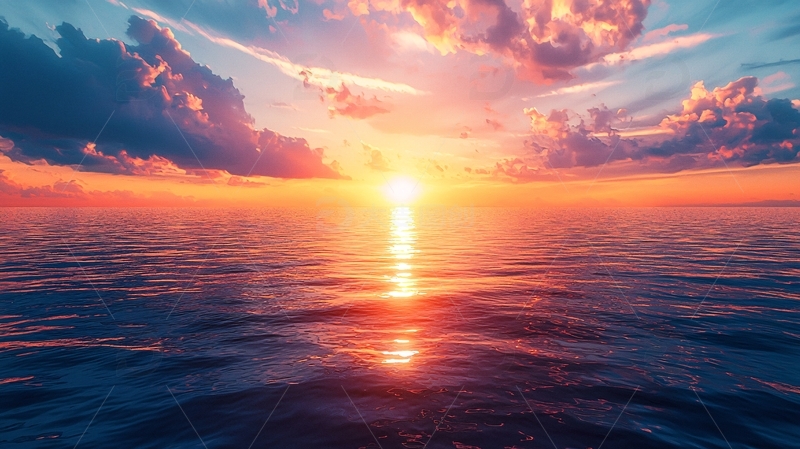 高清大图下载【趣麦麦图】海面日出云彩霞光