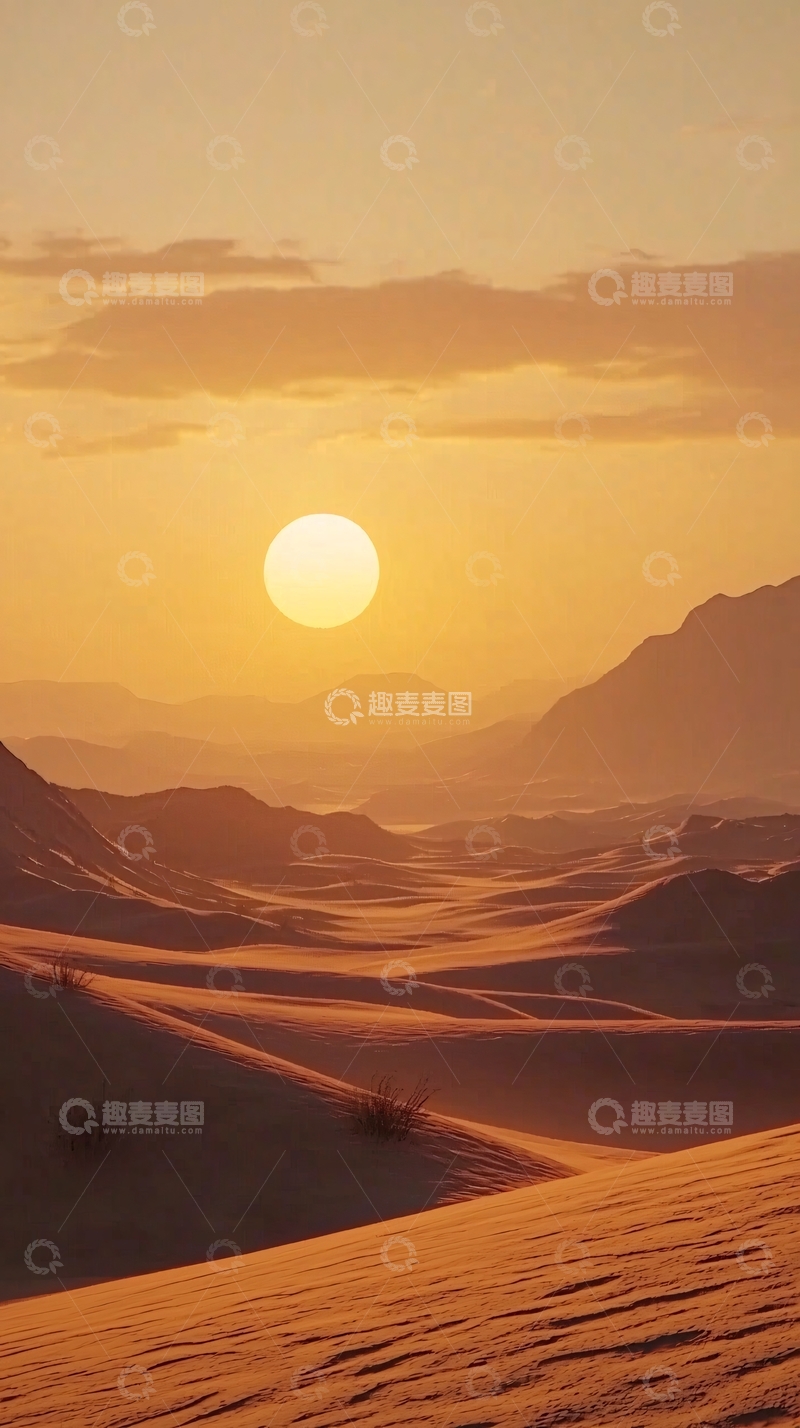 高清大图下载【趣麦麦图】沙漠日落