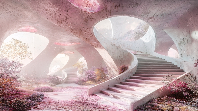 粉色梦幻洞穴建筑