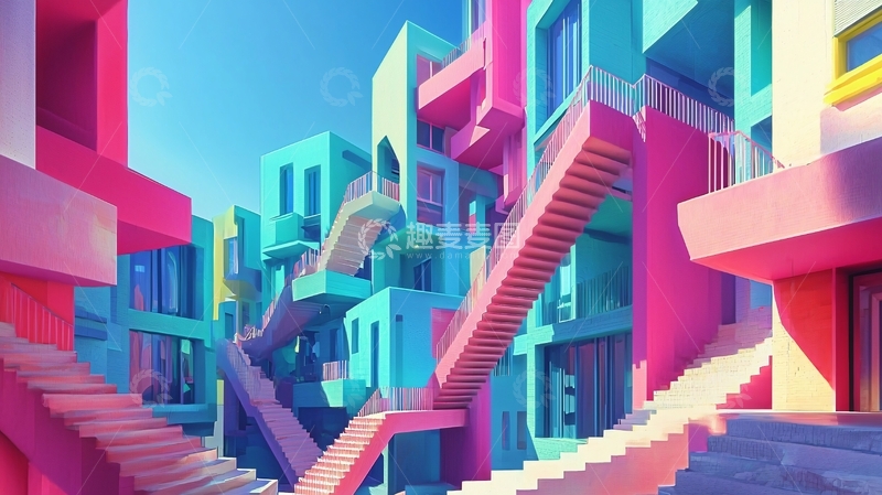 高清大图下载【趣麦麦图】彩色建筑