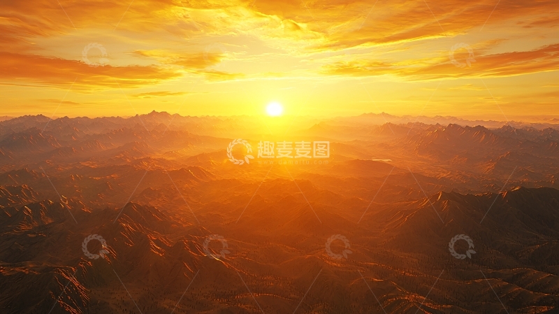 高清大图下载【趣麦麦图】壮丽的日出山峦景色