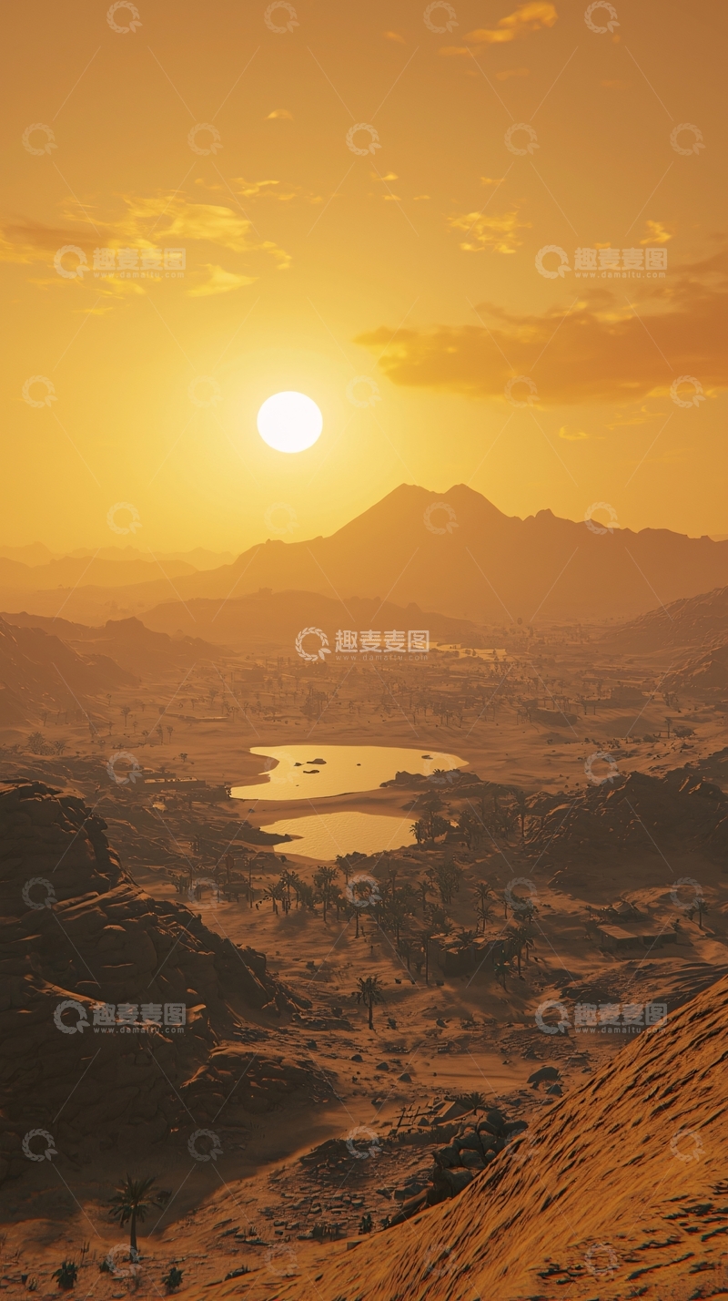 高清大图下载【趣麦麦图】沙漠日落