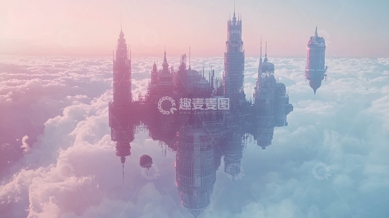 高清大图下载【趣麦麦图】云端之上的梦幻城堡