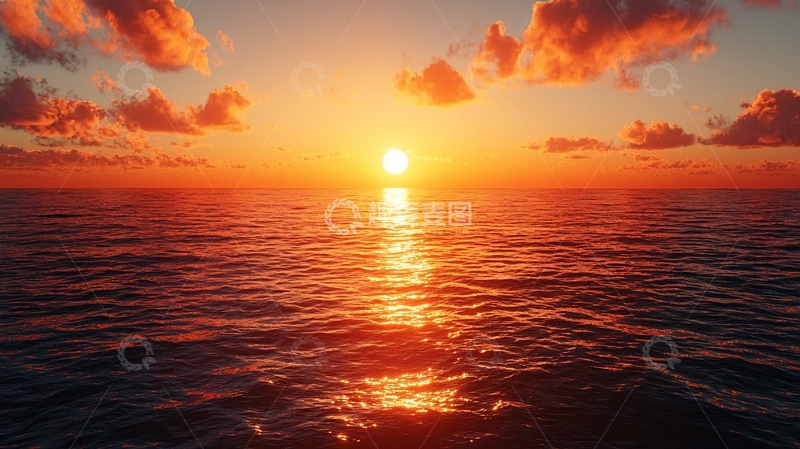 高清大图下载【趣麦麦图】壮丽的海上日落