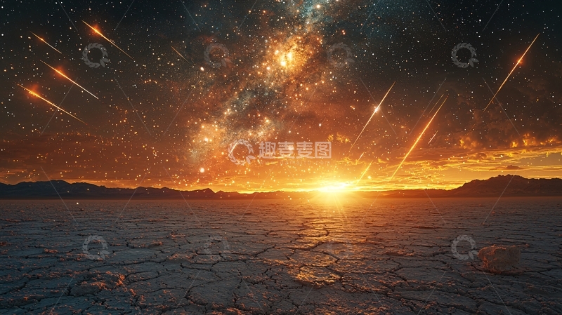 高清大图下载【趣麦麦图】流星划过天空的壮丽景象