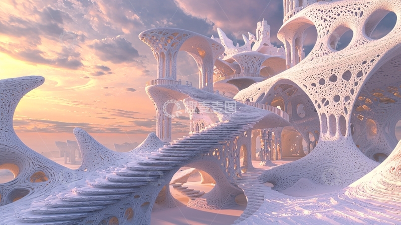 高清大图下载【趣麦麦图】梦幻粉色建筑