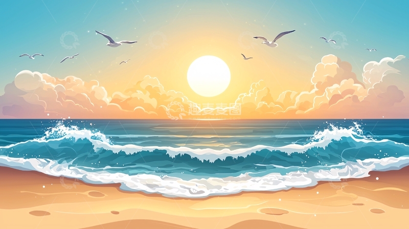 高清大图下载【趣麦麦图】海边日落景色