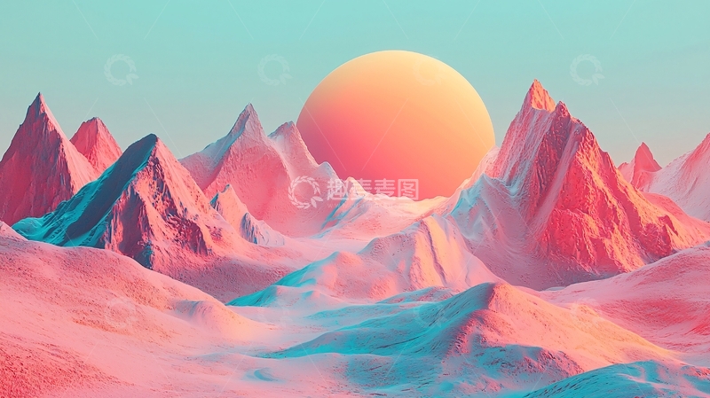 高清大图下载【趣麦麦图】粉色山脉日出