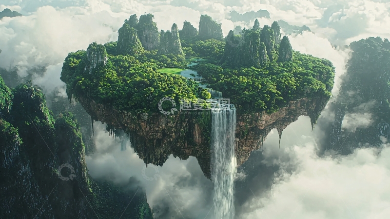 高清大图下载【趣麦麦图】云中之岛