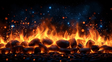 篝火燃烧的石头