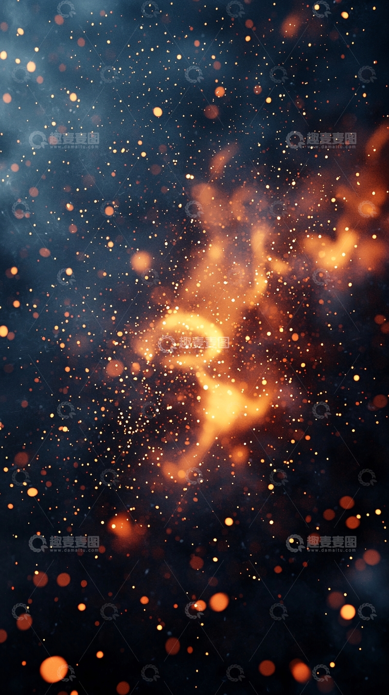 高清大图下载【趣麦麦图】火焰般的粒子在黑暗中飞舞