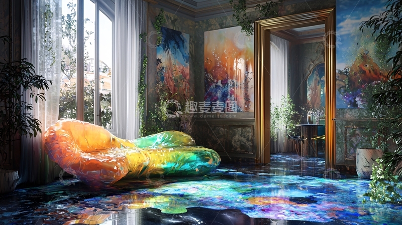 高清大图下载【趣麦麦图】梦幻彩色客厅
