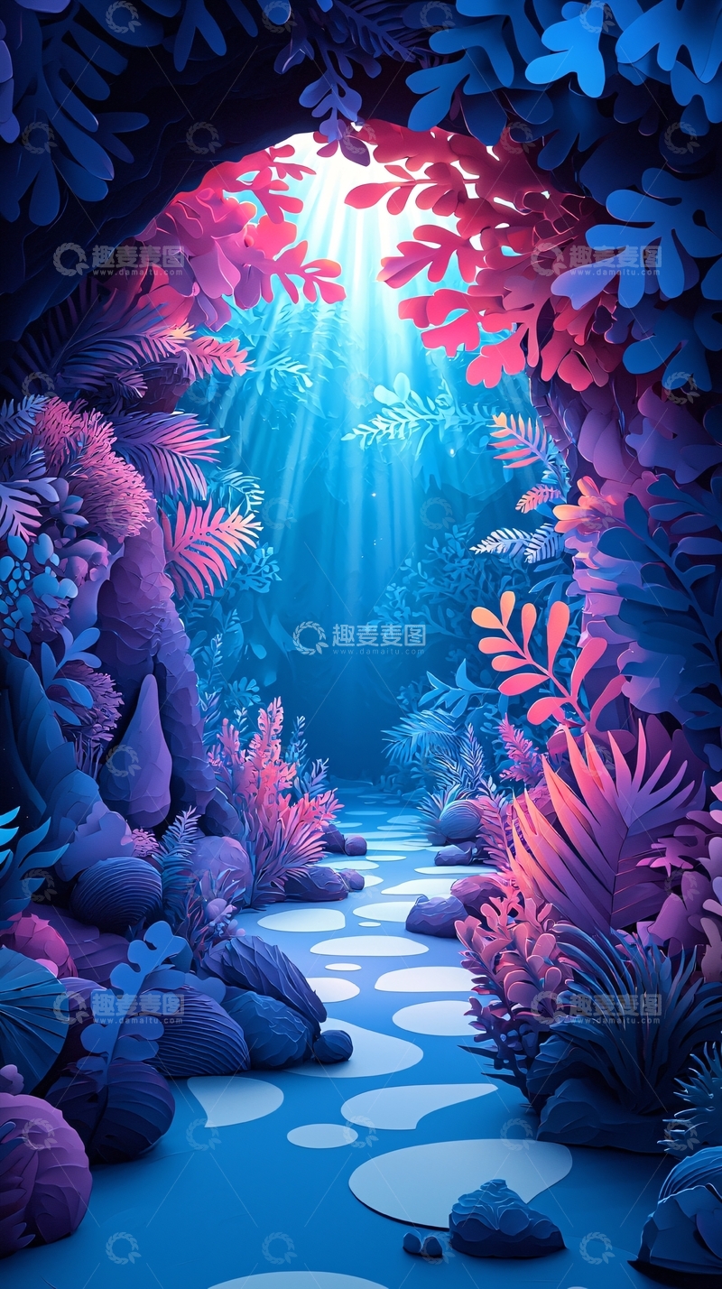 高清大图下载【趣麦麦图】梦幻森林光线小径