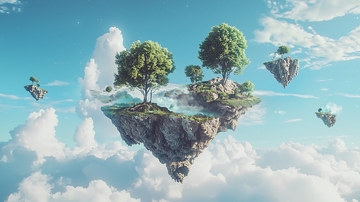 天空之上的爱心岛屿