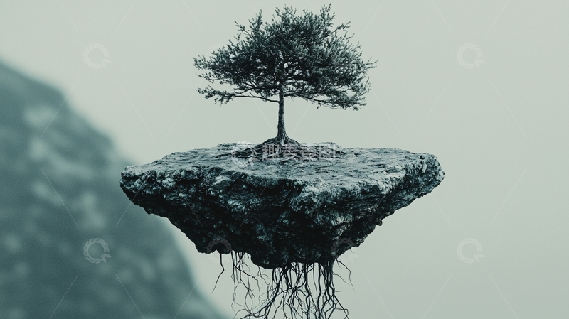 高清大图下载【趣麦麦图】孤树悬崖