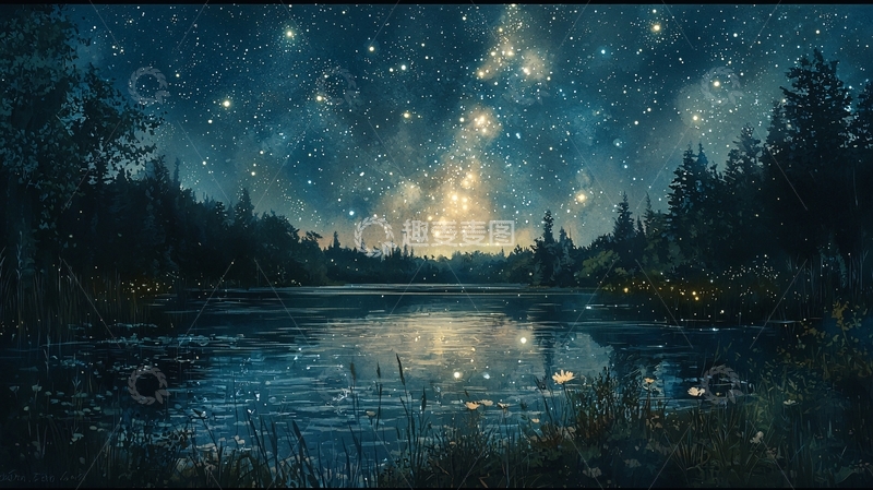 高清大图下载【趣麦麦图】星空倒影