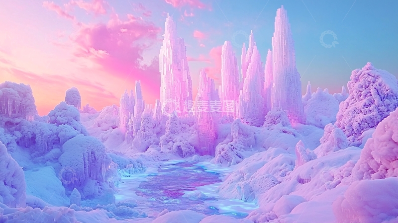 高清大图下载【趣麦麦图】超现实主义风格冰雪王国