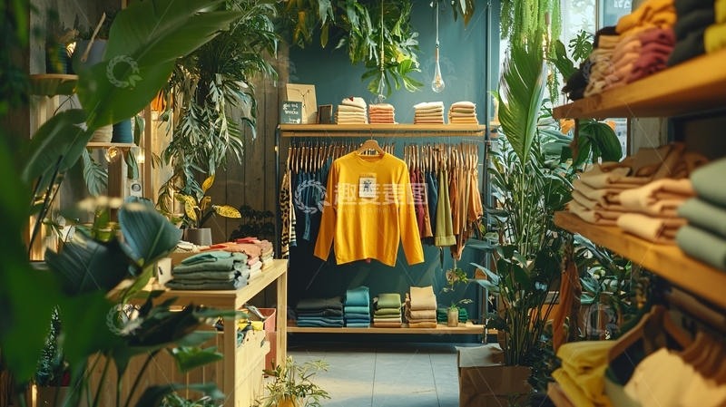 高清大图下载【趣麦麦图】绿植环绕的服装店