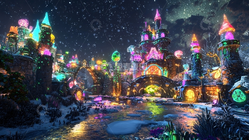 高清大图下载【趣麦麦图】梦幻糖果圣诞小镇