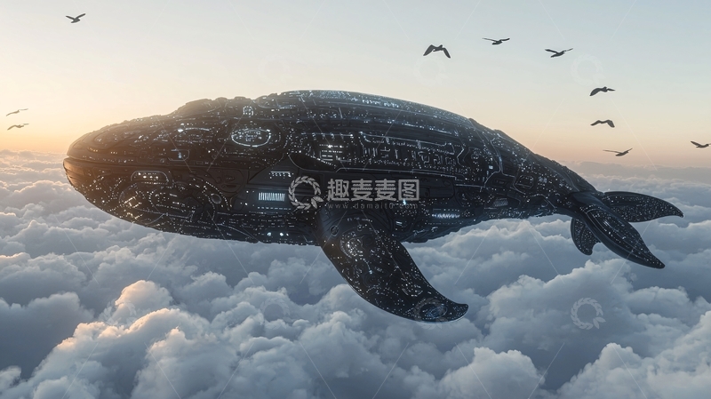 高清大图下载【趣麦麦图】机械鲸鱼飞船