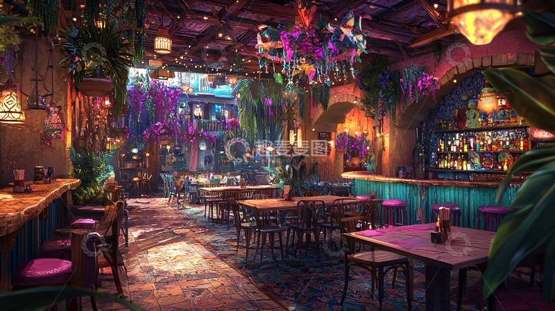 高清大图下载【趣麦麦图】梦幻酒吧夜景