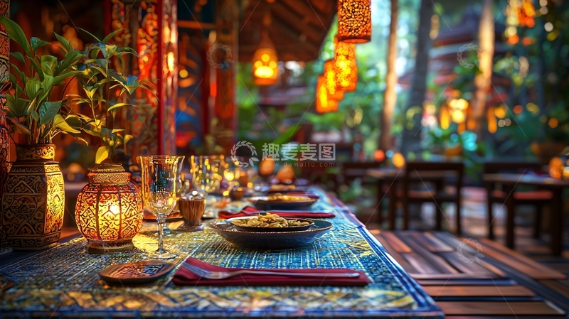 高清大图下载【趣麦麦图】东南亚餐厅浪漫氛围