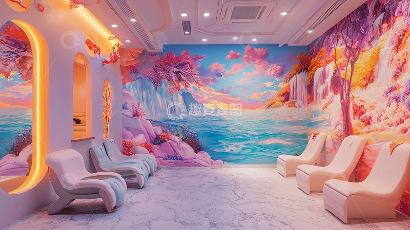 高清大图下载【趣麦麦图】梦幻粉色系休闲区