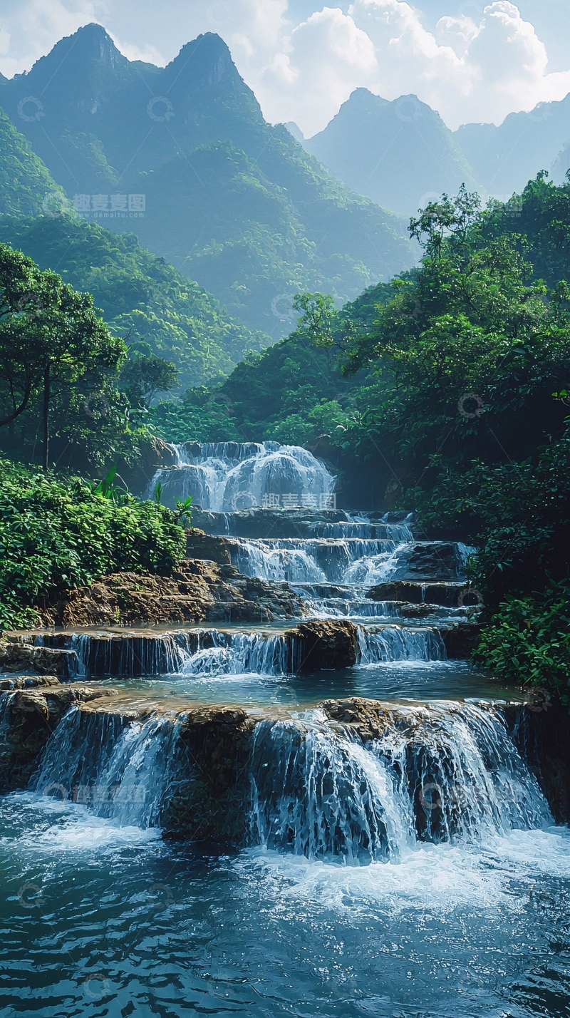 高清大图下载【趣麦麦图】山清水秀瀑布风景