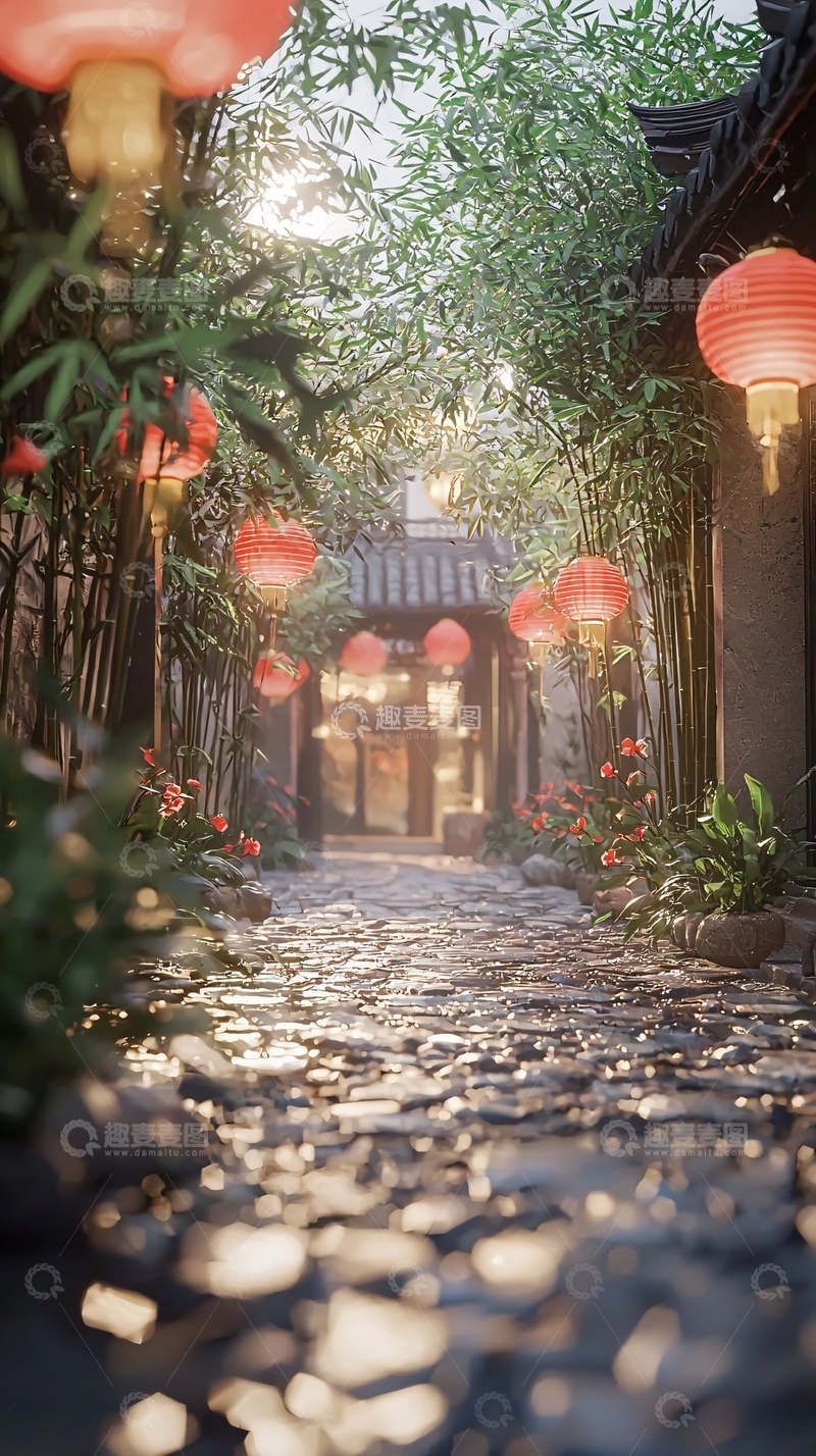 高清大图下载【趣麦麦图】古色古香的中国风小巷