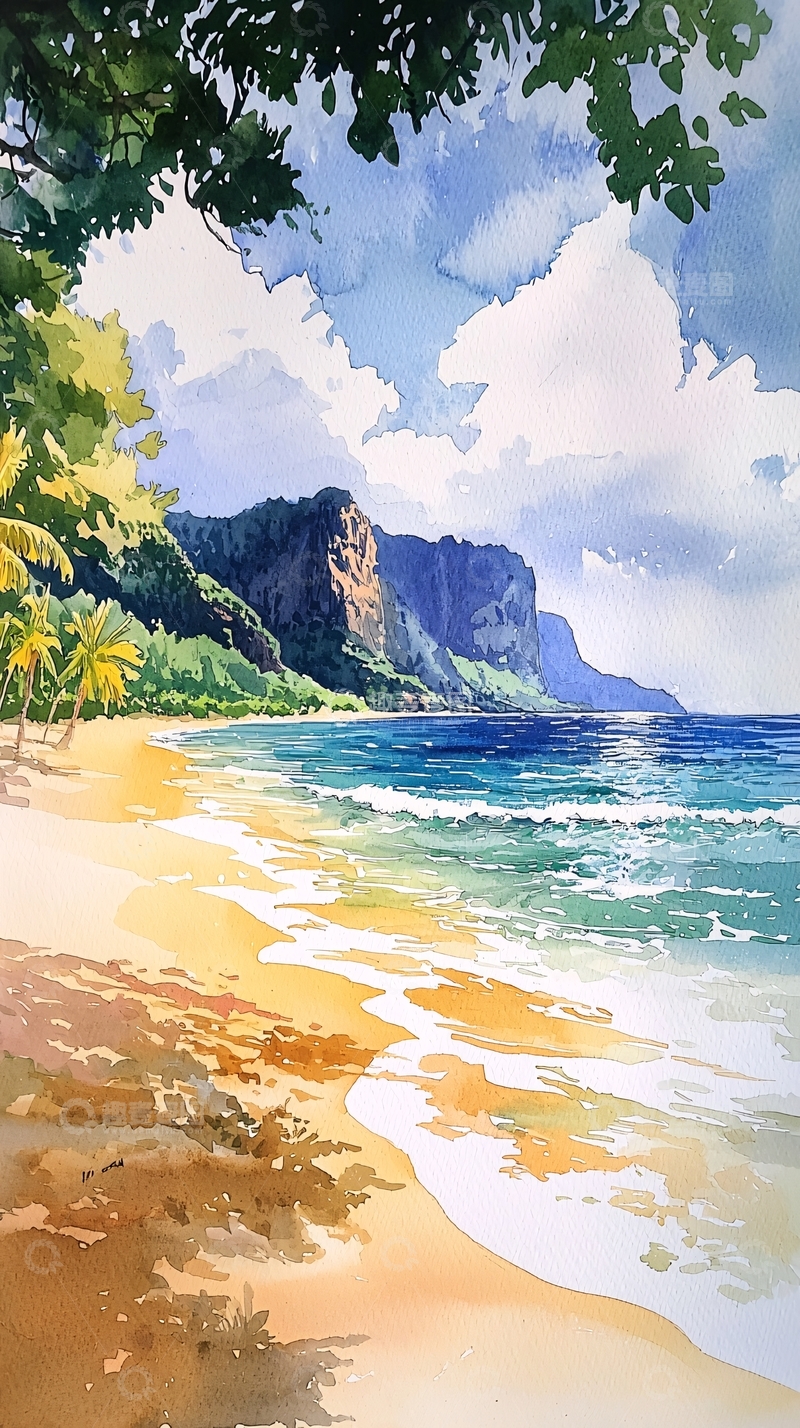 高清大图下载【趣麦麦图】水彩画风景