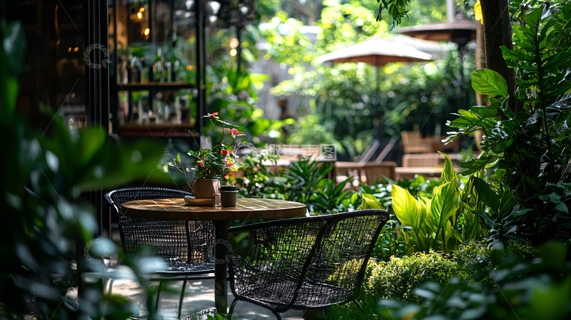 高清大图下载【趣麦麦图】花园餐厅户外桌椅