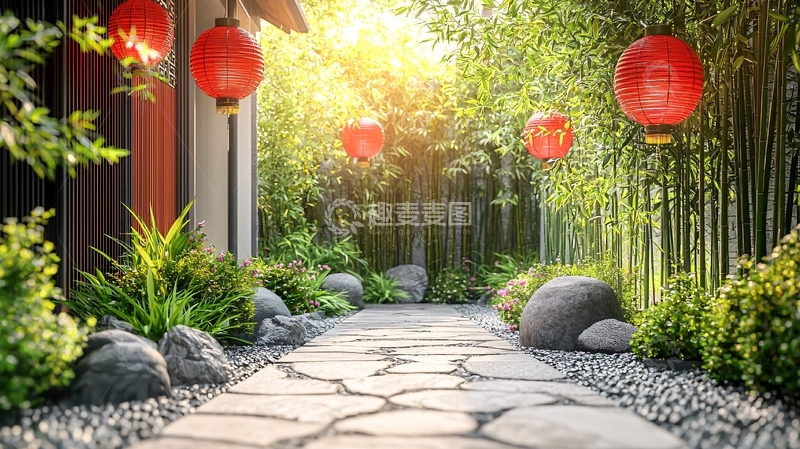 高清大图下载【趣麦麦图】中式庭院小路