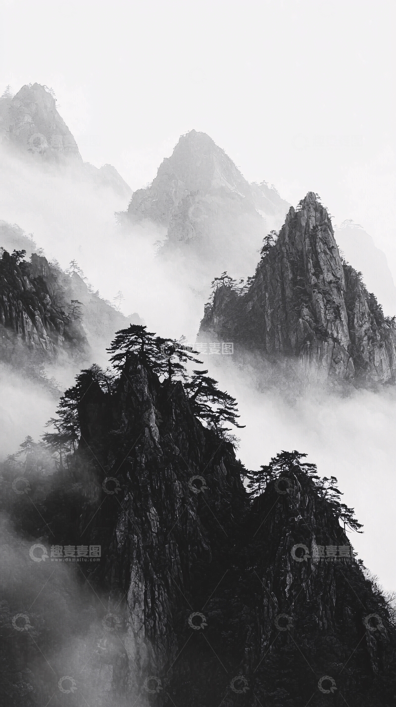 高清大图下载【趣麦麦图】水墨画山水